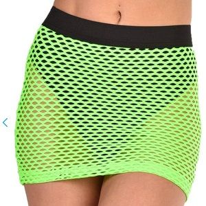 Iheartraves fishnet mini skirt green M rave